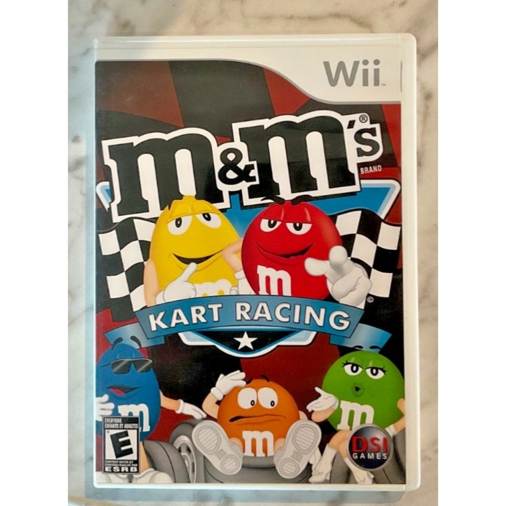 M&M's Kart Racing Nintendo Wii Video Game Disc & Case & Book Race Mario